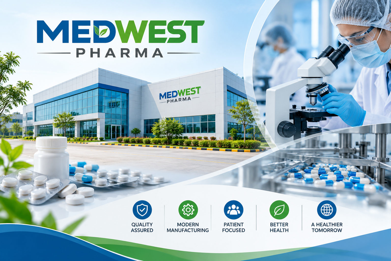 Medwest Pharma facility and pharmaceutical research and manufacturing